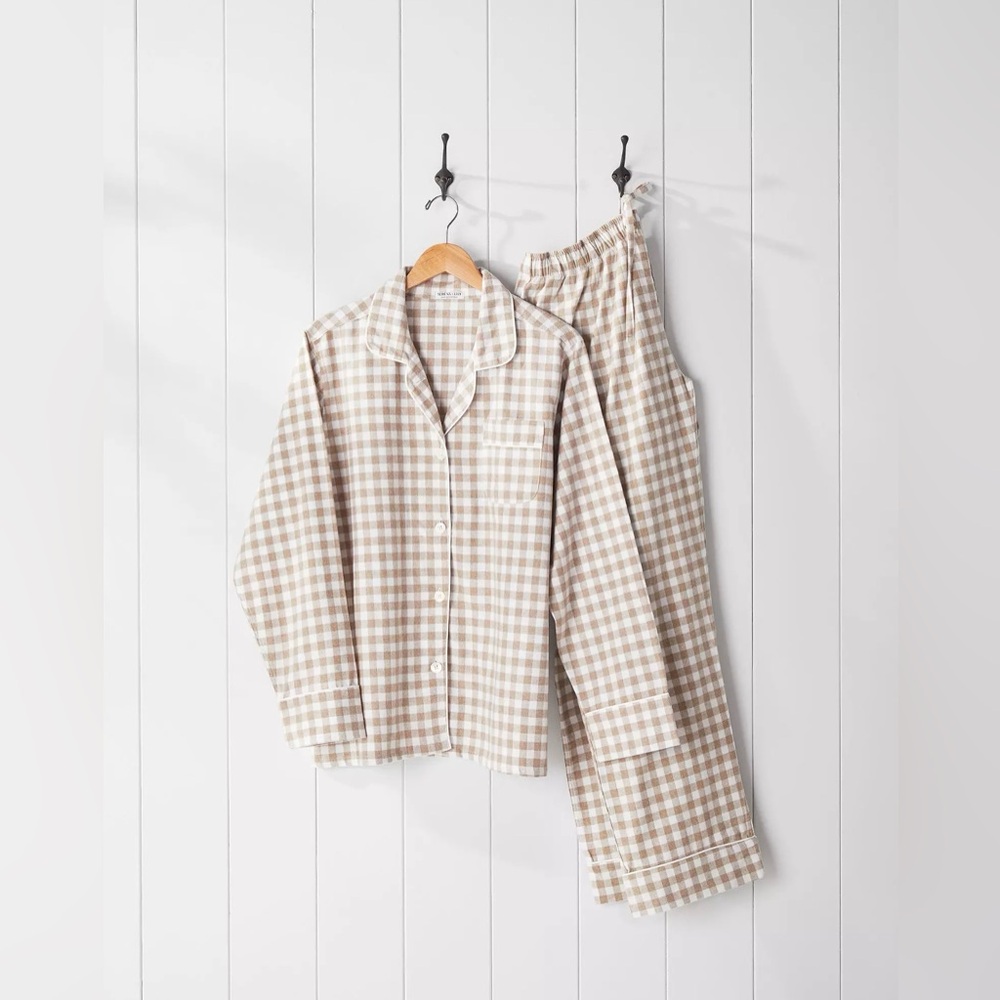 NWT Serena & Lily Belvedere Flannel Pajamas - Doe Gingham Tan Small
